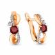 Серебряные серьги AQUAMARINE А4734003А-п с фианитом и гранатом