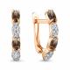 Серьги из золочёного серебра AQUAMARINE А4735101А-п с фианитом и кварцем