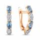 Серьги из золочёного серебра AQUAMARINE А4735105А-п с топазом и фианитом