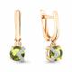 Серьги из золочёного серебра AQUAMARINE А4736507А-п с фианитом и хризолитом