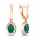 Серьги из золочёного серебра AQUAMARINE А4736809А-пк с фианитом и агатом