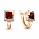 Серьги из золочёного серебра AQUAMARINE А4736903А-п с фианитом и гранатом