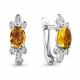 Серебряные серьги AQUAMARINE А4737206А с фианитом и цитрином