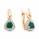 Серьги из золочёного серебра AQUAMARINE А4737309А-п с фианитом и агатом