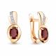 Серьги из золочёного серебра AQUAMARINE А4737403А-п с фианитом и гранатом