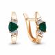 Серьги из золочёного серебра AQUAMARINE А4737809А-п с фианитом и агатом