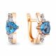 Серьги из золочёного серебра AQUAMARINE А4738505А-п с топазом и фианитом