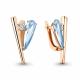 Серьги из золочёного серебра AQUAMARINE А4739688А-п с фианитом и турмалином