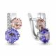 Серебряные серьги AQUAMARINE А47400607А с фианитом, миксом камней, танзанитом и морганитом