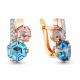 Серьги из золочёного серебра AQUAMARINE А47400608А-пк с топазом, фианитом и морганитом