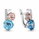 Серебряные серьги AQUAMARINE А47400608А с топазом, фианитом, миксом камней и морганитом