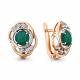 Серьги из золочёного серебра AQUAMARINE А4741609А-пк с фианитом и агатом