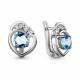 Серебряные серьги AQUAMARINE А4741805А с топазом и фианитом