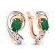 Серьги из золочёного серебра AQUAMARINE А4742309А-пк с фианитом и агатом
