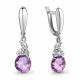Серебряные серьги AQUAMARINE А4743125А с фианитом и алекситом
