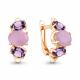 Серьги из золочёного серебра AQUAMARINE А47491611-п с аметистом и опалом