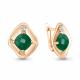 Серьги из золочёного серебра AQUAMARINE А4750609А-п с фианитом и агатом