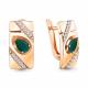 Серьги из золочёного серебра AQUAMARINE А4751209А-п с фианитом и агатом