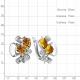 Серебряные серьги AQUAMARINE А4755806А с фианитом и цитрином