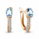 Серьги из золочёного серебра AQUAMARINE А4760305А-п с топазом и фианитом