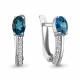 Серебряные серьги AQUAMARINE А4760308А с фианитом и Лондон топазом