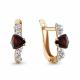 Серьги из золочёного серебра AQUAMARINE А4762303А-п с фианитом и гранатом