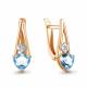 Серьги из золочёного серебра AQUAMARINE А4763205А-п с топазом и фианитом