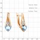 Серьги из золочёного серебра AQUAMARINE А4763205А-п с топазом и фианитом