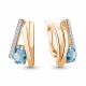 Серьги из золочёного серебра AQUAMARINE А4770505А-п с топазом и фианитом