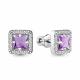 Серебряные серьги AQUAMARINE А4774904А с фианитом и аметистом
