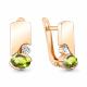 Серьги из золочёного серебра AQUAMARINE А4778707А-п с фианитом и хризолитом