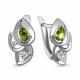 Серебряные серьги AQUAMARINE А4779907А с фианитом и хризолитом