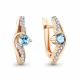 Серьги из золочёного серебра AQUAMARINE А4781705А-п с топазом и фианитом