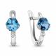 Серебряные серьги AQUAMARINE А4793893А с фианитом и Лондон топазом