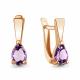 Серьги из золочёного серебра AQUAMARINE А4798804-п с аметистом
