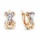 Серьги из золочёного серебра AQUAMARINE А48011А-пк с фианитом