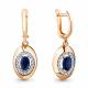 Серьги из золочёного серебра AQUAMARINE А48151АБ-п с фианитом и гидротермальным сапфиром
