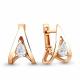 Серьги из золочёного серебра AQUAMARINE А48224-пк с фианитом