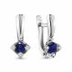 Серебряные серьги AQUAMARINE А48256Б с фианитом и гидротермальным сапфиром