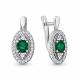 Серебряные серьги AQUAMARINE А48358АГ с фианитом и гидротермальным изумрудом