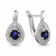 Серебряные серьги AQUAMARINE А48359АБ с фианитом и гидротермальным сапфиром