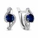 Серебряные серьги AQUAMARINE А48790АБ с фианитом и гидротермальным сапфиром