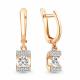 Серьги из золочёного серебра AQUAMARINE А48848-п с фианитом