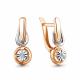 Серьги из золочёного серебра AQUAMARINE А48886-пк с фианитом