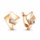 Серьги из золочёного серебра AQUAMARINE А48897А-п с фианитом