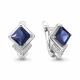 Серебряные серьги AQUAMARINE А49370АБ с фианитом и гидротермальным сапфиром