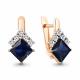Серьги из золочёного серебра AQUAMARINE А49373АБ-п с фианитом и гидротермальным сапфиром