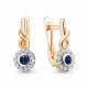 Серьги из золочёного серебра AQUAMARINE А49457АБ-пк с фианитом и гидротермальным сапфиром