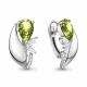 Серебряные серьги AQUAMARINE А4963907А с фианитом и хризолитом