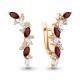 Серьги из золочёного серебра AQUAMARINE А4964103А-п с фианитом и гранатом